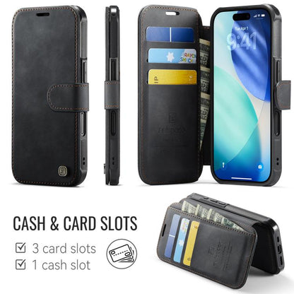 AutSpace A15 Retro Magnetic Clasp Vegan Leather Phone Case, For iPhone 16, For iPhone 15 Pro Max, For iPhone 15 Pro, For iPhone 15 Plus / 14 Plus