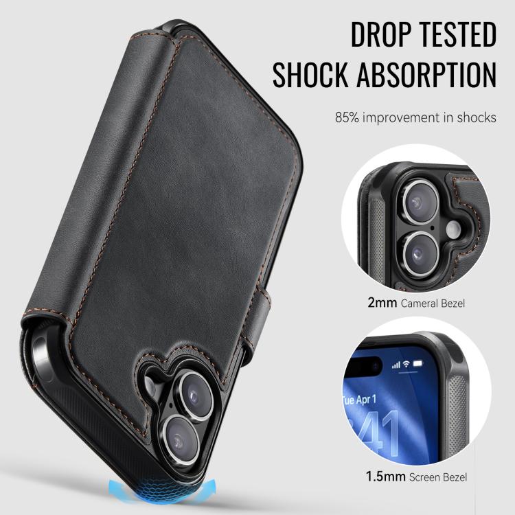 AutSpace A15 Retro Magnetic Clasp Vegan Leather Phone Case, For iPhone 16, For iPhone 15 Pro Max, For iPhone 15 Pro, For iPhone 15 Plus / 14 Plus