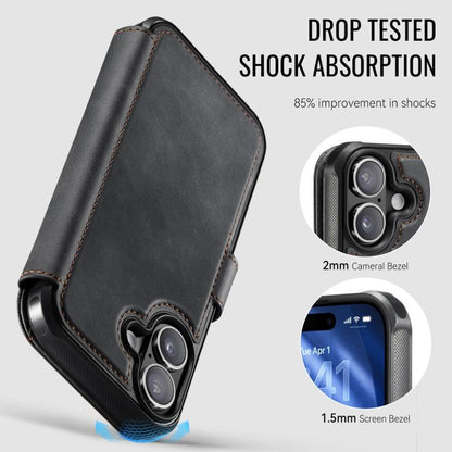 AutSpace A15 Retro Magnetic Clasp Vegan Leather Phone Case, For iPhone 16, For iPhone 15 Pro Max, For iPhone 15 Pro, For iPhone 15 Plus / 14 Plus