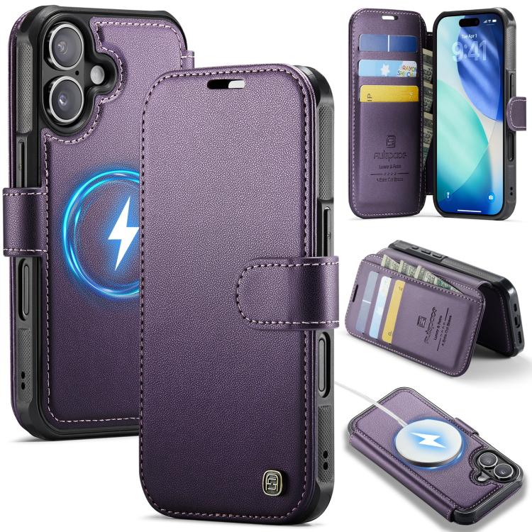 AutSpace A15 Retro Magnetic Clasp Vegan Leather Phone Case, For iPhone 16, For iPhone 15 Pro Max, For iPhone 15 Pro, For iPhone 15 Plus / 14 Plus