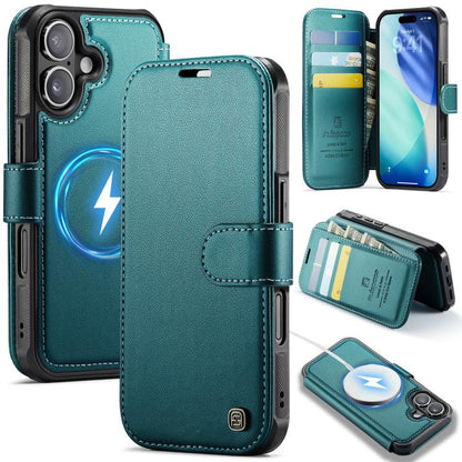 AutSpace A15 Retro Magnetic Clasp Vegan Leather Phone Case, For iPhone Air, For iPhone 16 Pro Max, For iPhone 16 Pro, For iPhone 16 Plus