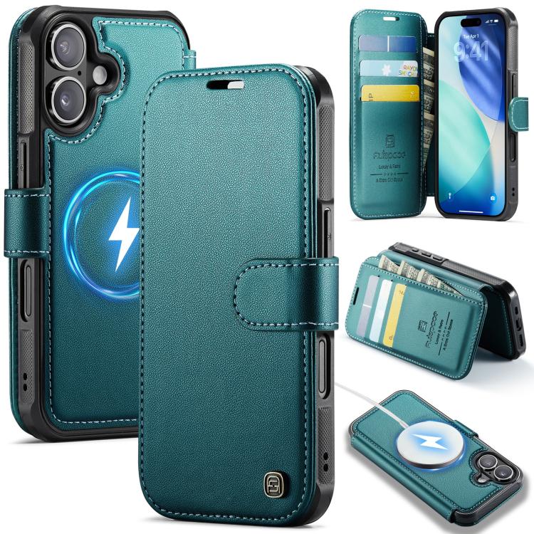 AutSpace A15 Retro Magnetic Clasp Vegan Leather Phone Case, For iPhone 18 Pro / 17 Pro, For iPhone 18 Pro Max / 17 Pro Max, For iPhone 17e / 16e, For iPhone 17
