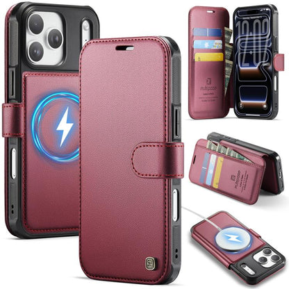 AutSpace A15 Retro Magnetic Clasp Vegan Leather Phone Case, For iPhone 18 Pro / 17 Pro, For iPhone 18 Pro Max / 17 Pro Max, For iPhone 17e / 16e, For iPhone 17
