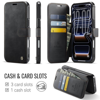 AutSpace A15 Retro Magnetic Clasp Vegan Leather Phone Case, For iPhone 18 Pro / 17 Pro, For iPhone 18 Pro Max / 17 Pro Max, For iPhone 17e / 16e, For iPhone 17