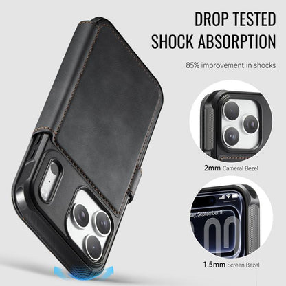 AutSpace A15 Retro Magnetic Clasp Vegan Leather Phone Case, For iPhone 18 Pro / 17 Pro, For iPhone 18 Pro Max / 17 Pro Max, For iPhone 17e / 16e, For iPhone 17