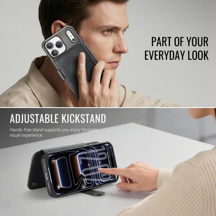 AutSpace A15 Retro Magnetic Clasp Vegan Leather Phone Case, For iPhone 18 Pro / 17 Pro, For iPhone 18 Pro Max / 17 Pro Max, For iPhone 17e / 16e, For iPhone 17