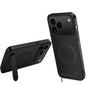 WANLONFENG Kickstand Carbon Fiber Texture Magnetic Phone Case, For iPhone 17e / 16e, For iPhone 17 Pro Max, For iPhone 17 Pro, For iPhone 17, For iPhone Air, For iPhone 16 Pro Max