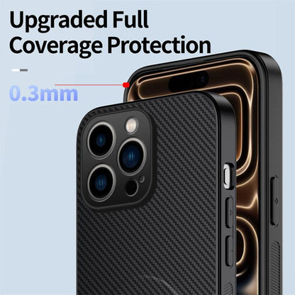 WANLONFENG Kickstand Carbon Fiber Texture Magnetic Phone Case, For iPhone 16 Pro, For iPhone 16, For iPhone 15 Pro Max, For iPhone 15 Pro, For iPhone 15, For iPhone 14