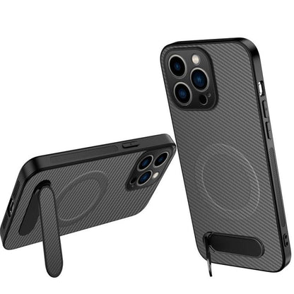 WANLONFENG Kickstand Carbon Fiber Texture Magnetic Phone Case, For iPhone 14 Pro, For iPhone 14 Pro Max, For iPhone 13 Pro Max, For iPhone 13 Pro, For iPhone 13
