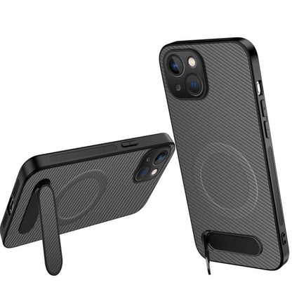 WANLONFENG Kickstand Carbon Fiber Texture Magnetic Phone Case, For iPhone 14 Pro, For iPhone 14 Pro Max, For iPhone 13 Pro Max, For iPhone 13 Pro, For iPhone 13