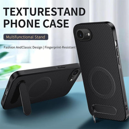 WANLONFENG Kickstand Carbon Fiber Texture Magnetic Phone Case with 2pcs Screen Films, For iPhone 17e / 16e, For iPhone 17 Pro Max, For iPhone 17 Pro, For iPhone 17, For iPhone Air, For iPhone 16 Pro Max