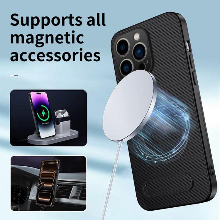WANLONFENG Kickstand Carbon Fiber Texture Magnetic Phone Case with 2pcs Screen Films, For iPhone 16 Pro, For iPhone 16, For iPhone 15 Pro Max, For iPhone 15 Pro, For iPhone 15, For iPhone 14