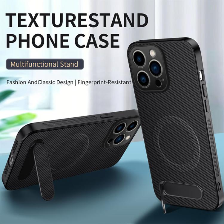 WANLONFENG Kickstand Carbon Fiber Texture Magnetic Phone Case with 2pcs Screen Films, For iPhone 14 Pro, For iPhone 14 Pro Max, For iPhone 13 Pro Max, For iPhone 13 Pro, For iPhone 13