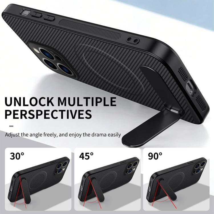 WANLONFENG Kickstand Carbon Fiber Texture Magnetic Phone Case with 2pcs Screen Films, For iPhone 14 Pro, For iPhone 14 Pro Max, For iPhone 13 Pro Max, For iPhone 13 Pro, For iPhone 13