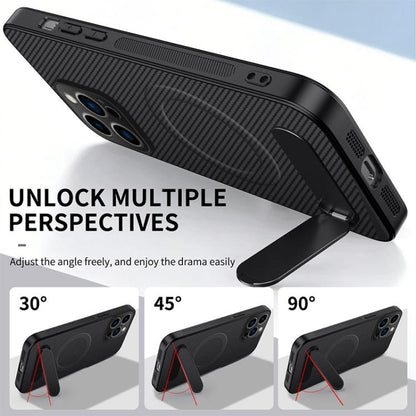 WANLONFENG Kickstand Carbon Fiber Texture Magnetic Phone Case with 2pcs Screen Films, For iPhone 14 Pro, For iPhone 14 Pro Max, For iPhone 13 Pro Max, For iPhone 13 Pro, For iPhone 13