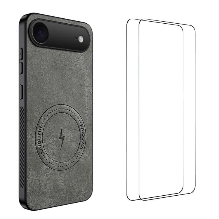WANLONFENG Nappa Texture Magnetic Phone Case with 2pcs Screen Films, For iPhone 18 Pro, For iPhone 18 Pro Max, For iPhone 17 Pro Max, For iPhone 17 Pro, For iPhone 17, For iPhone Air