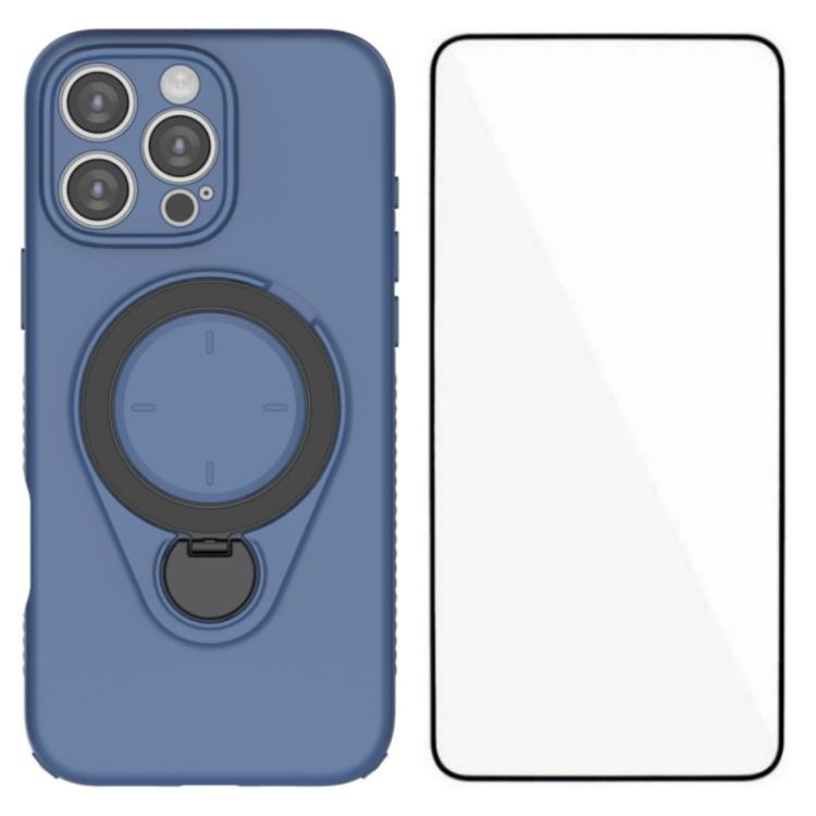 WANLONFENG Ring Kickstand Phone Case with Screen Protector, For iPhone 16 Pro Max, For iPhone 16 Pro, For iPhone 16, For iPhone 15 Pro Max