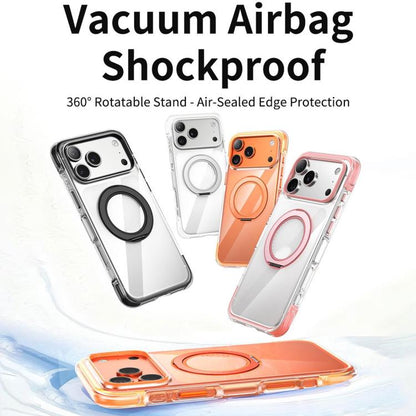 GEBEI Vacuum Airbag TPU + Acrylic 360 Rotating Bracket Magnetic Shockproof Phone Case, For iPhone 18 Pro / 17 Pro, For iPhone 18 Pro Max / 17 Pro Max, For iPhone 17