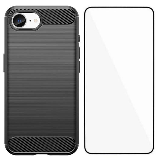 WANLONFENG Brushed Texture Shockproof TPU Phone Case with Screen Film, For iPhone 17e / 16e, For iPhone 17 Pro Max, For iPhone 17 Pro, For iPhone 17, For iPhone Air, For iPhone 16 Pro Max, For iPhone 16 Pro, For iPhone 16