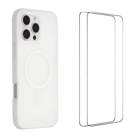 WANLONFENG Macarons Matte Magnetic Phone Case with 2pcs Screen Films, For iPhone 16 Pro Max, For iPhone 16 Pro, For iPhone 16