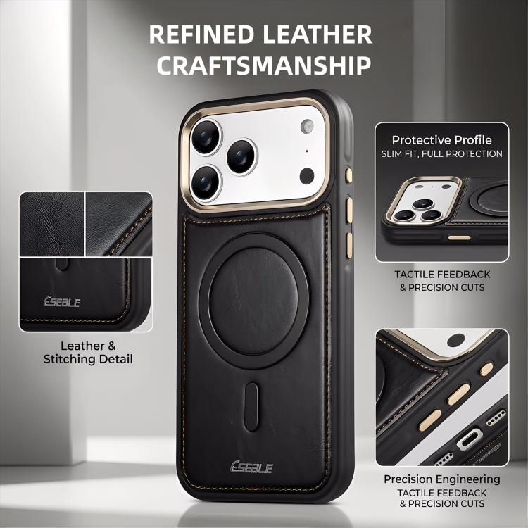 ESEBLE Crazy Horse Pattern Airbag Shockproof Magnetic Phone Case, For iPhone 15