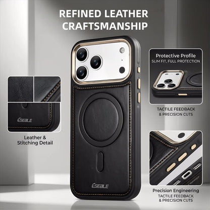 ESEBLE Crazy Horse Pattern Airbag Shockproof Magnetic Phone Case, For iPhone 15