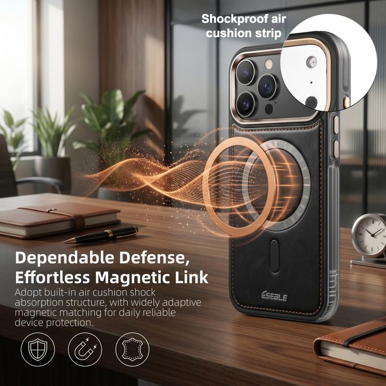 ESEBLE Crazy Horse Pattern Airbag Shockproof Magnetic Phone Case, For iPhone 15