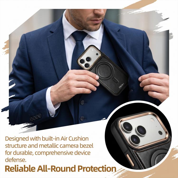 ESEBLE Crazy Horse Pattern Airbag Shockproof Magnetic Phone Case, For iPhone 15