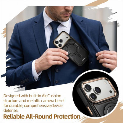 ESEBLE Crazy Horse Pattern Airbag Shockproof Magnetic Phone Case, For iPhone 15