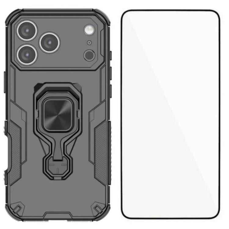 WANLONFENG Metal Kickstand Phone Case with Screen Protector, For iPhone 17e / 16e, For iPhone 17 Pro Max, For iPhone 17 Pro, For iPhone 17