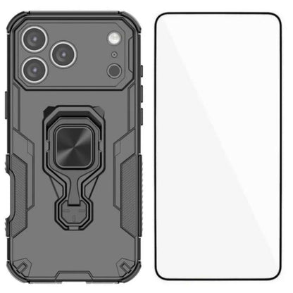 WANLONFENG Metal Kickstand Phone Case with Screen Protector, For iPhone 17e / 16e, For iPhone 17 Pro Max, For iPhone 17 Pro, For iPhone 17