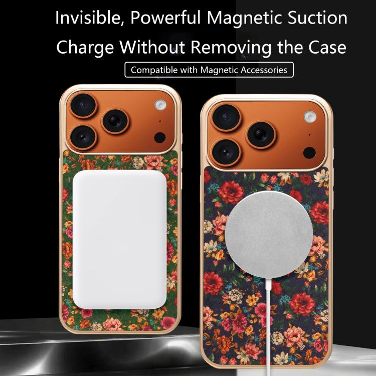 Denior Peony Series Electroplated Magnetic Phone Case, For iPhone 14 / 13, For iPhone 14 Pro, For iPhone 14 Pro Max, For iPhone 13 Pro Max, For iPhone 13 Pro