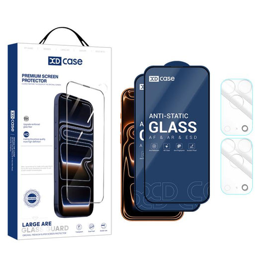 XDcase 2 Pairs HD Tempered Glass Screen Protector + Transparent Lens Protector, For iPhone 17 Pro Max, For iPhone 17 Pro, For iPhone 17, For iPhone Air