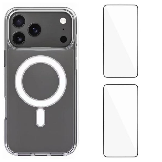 WANLONFENG High-Transparency Magnetic Acrylic Phone Case with 2pcs Screen Films, For iPhone 17 Pro Max, For iPhone 17 Pro, For iPhone 17, For iPhone Air, For iPhone 16 Pro Max, For iPhone 16 Pro, For iPhone 16, For iPhone 15 Pro Max, For iPhone 15 Pro ...