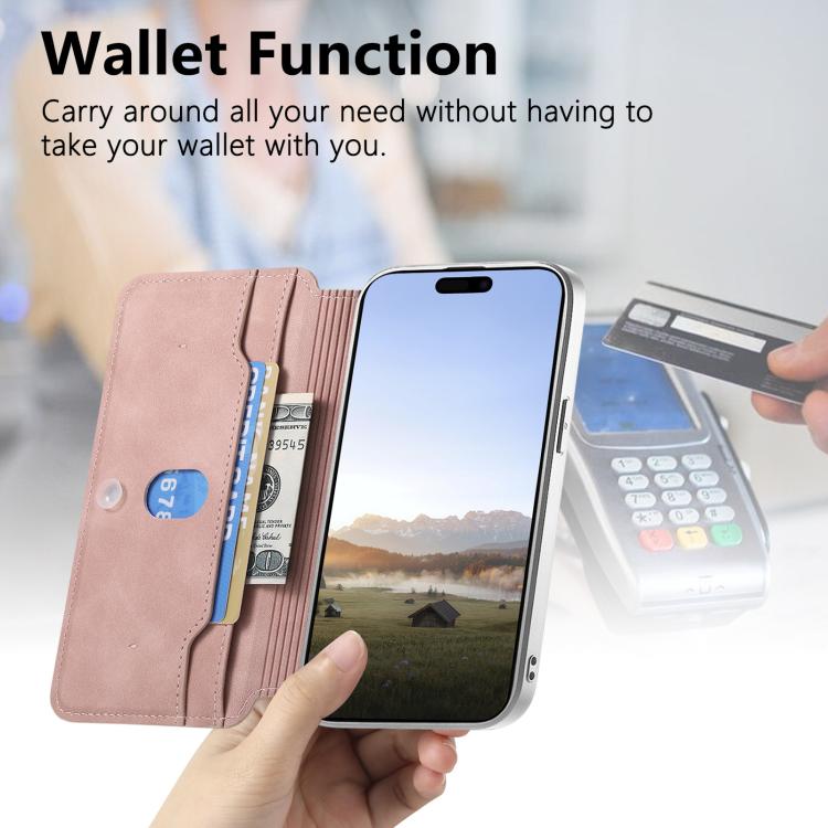 CaseNeo Precision Hole Silver-Edged Magnetic Zipper Wallet Cross-Grain Vegan Leather Phone Case, For iPhone 15, For iPhone 14, For iPhone 14 Pro