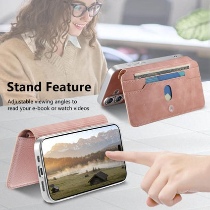 CaseNeo Precision Hole Silver-Edged Magnetic Zipper Wallet Cross-Grain Vegan Leather Phone Case, For iPhone 14 Pro Max, For iPhone 13 Pro Max, For iPhone 13 Pro