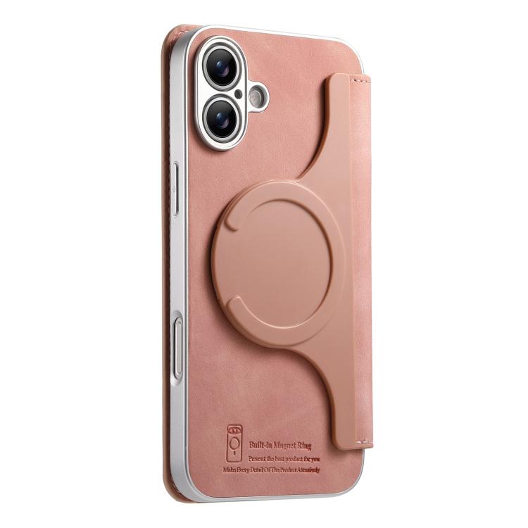CaseNeo Precision Hole Silver-Edged Magnetic Zipper Wallet Cross-Grain Vegan Leather Phone Case, For iPhone 18 / 17, For iPhone 17e / 16e, For iPhone 16 Pro Max