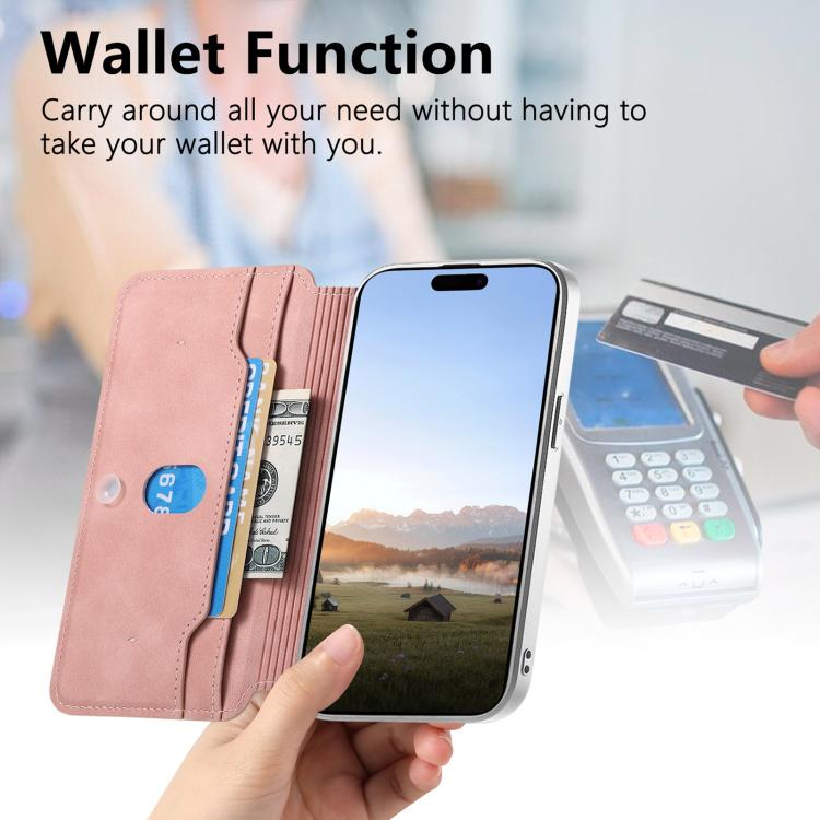CaseNeo Precision Hole Silver-Edged Magnetic Zipper Wallet Cross-Grain Vegan Leather Phone Case, For iPhone 18 / 17, For iPhone 17e / 16e, For iPhone 16 Pro Max