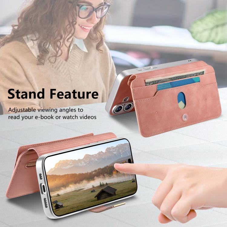 CaseNeo Precision Hole Silver-Edged Magnetic Zipper Wallet Cross-Grain Vegan Leather Phone Case, For iPhone 18 / 17, For iPhone 17e / 16e, For iPhone 16 Pro Max