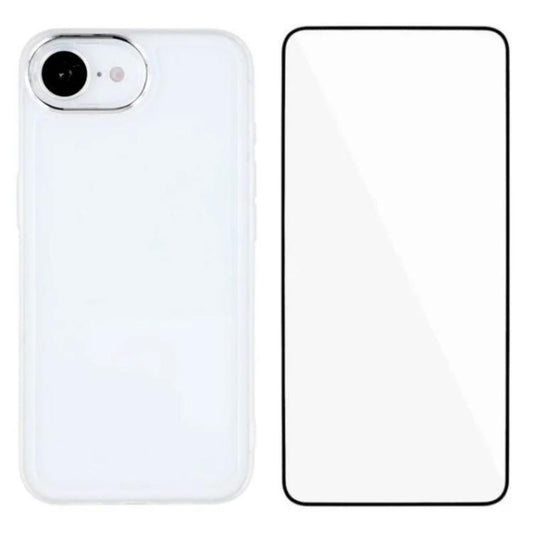 WANLONFENG Electroplated Frame Translucent TPU Phone Case with Screen Film, For iPhone 17e / 16e, For iPhone 17 Pro Max, For iPhone 17 Pro, For iPhone 17