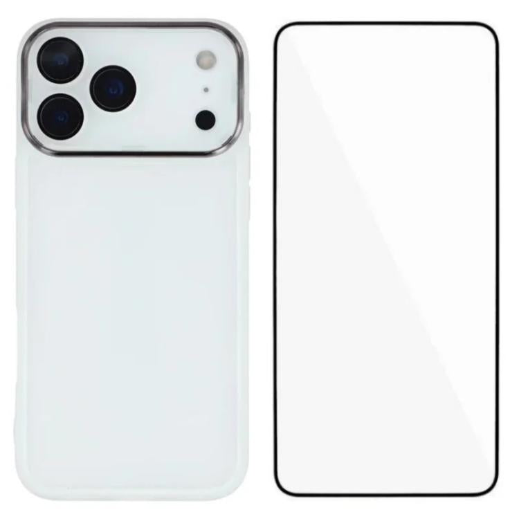 WANLONFENG Electroplated Frame Translucent TPU Phone Case with Screen Film, For iPhone 17e / 16e, For iPhone 17 Pro Max, For iPhone 17 Pro, For iPhone 17