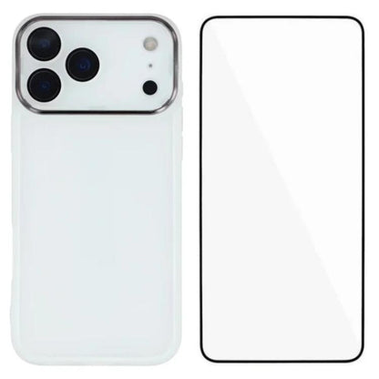 WANLONFENG Electroplated Frame Translucent TPU Phone Case with Screen Film, For iPhone 17e / 16e, For iPhone 17 Pro Max, For iPhone 17 Pro, For iPhone 17