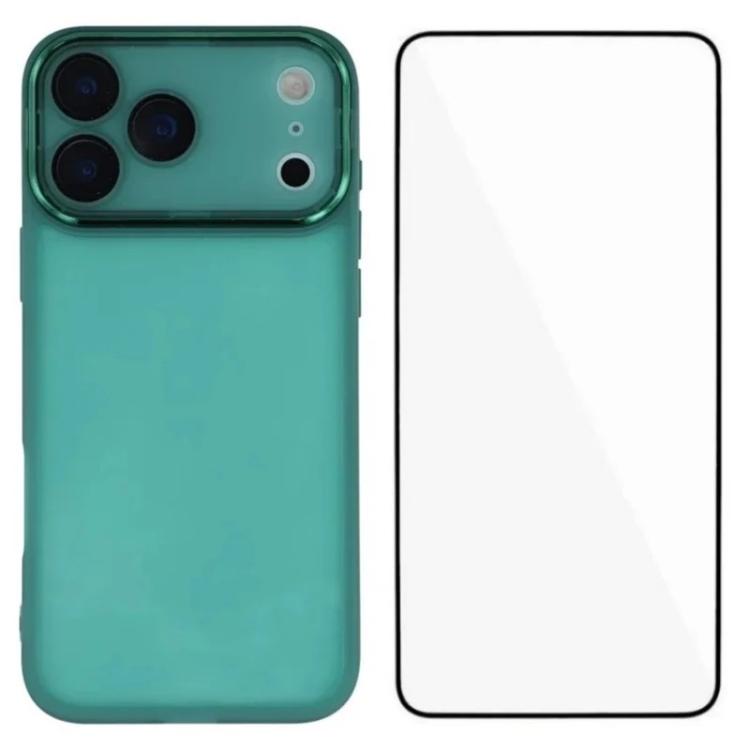WANLONFENG Electroplated Frame Translucent TPU Phone Case with Screen Film, For iPhone 17e / 16e, For iPhone 17 Pro Max, For iPhone 17 Pro, For iPhone 17
