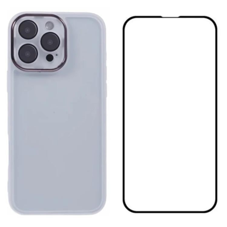 WANLONFENG Electroplated Frame Translucent TPU Phone Case with Screen Film, For iPhone Air, For iPhone 16 Pro Max, For iPhone 16 Pro, For iPhone 16