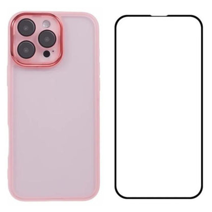 WANLONFENG Electroplated Frame Translucent TPU Phone Case with Screen Film, For iPhone Air, For iPhone 16 Pro Max, For iPhone 16 Pro, For iPhone 16
