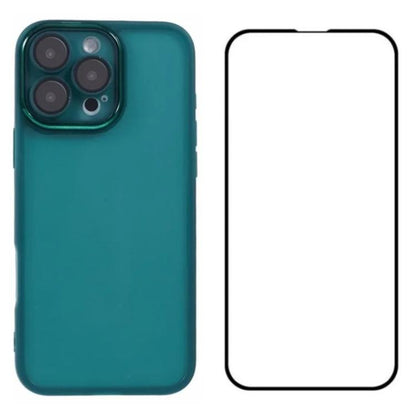 WANLONFENG Electroplated Frame Translucent TPU Phone Case with Screen Film, For iPhone Air, For iPhone 16 Pro Max, For iPhone 16 Pro, For iPhone 16