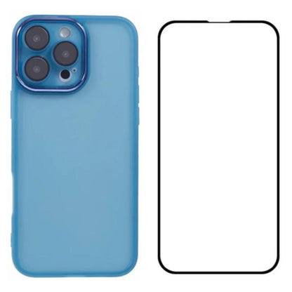 WANLONFENG Electroplated Frame Translucent TPU Phone Case with Screen Film, For iPhone Air, For iPhone 16 Pro Max, For iPhone 16 Pro, For iPhone 16