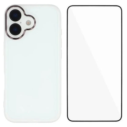WANLONFENG Electroplated Frame Translucent TPU Phone Case with Screen Film, For iPhone Air, For iPhone 16 Pro Max, For iPhone 16 Pro, For iPhone 16