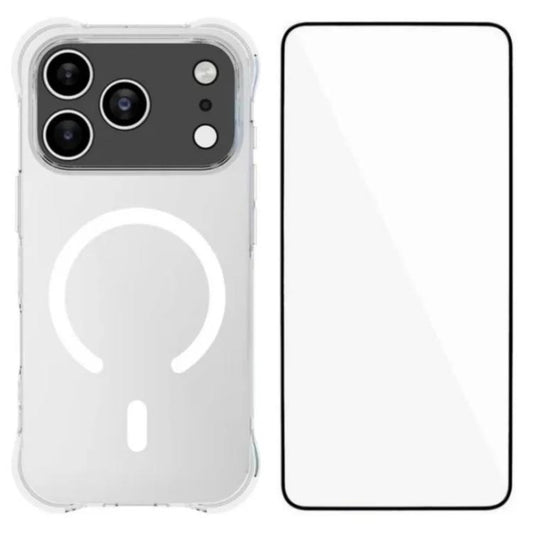 WANLONFENG Transparent Magnetic Four-Corner Shockproof TPU Phone Case with Screen Film, For iPhone 18 Pro, For iPhone 18 Pro Max, For iPhone 17e / 16e, For iPhone 17 Pro Max, For iPhone 17 Pro, For iPhone 17, For iPhone Air