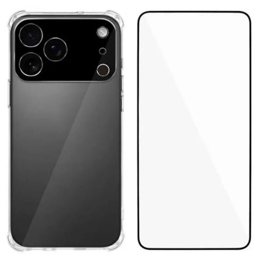 Airbag Corners Transparent TPU Phone Case with Screen Film, For iPhone 18 Pro / 17 Pro, For iPhone 18 Pro Max / 17 Pro Max, For iPhone 17e / 16e, For iPhone 17, For iPhone Air, For iPhone 16 Pro Max, For iPhone 16 Pro, For iPhone 16, For iPhone 15 Pro ...